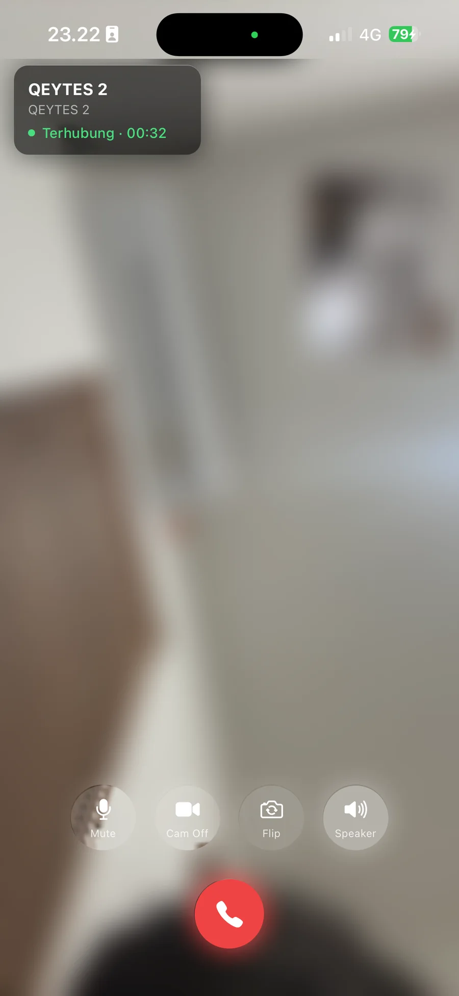 Live video call with timer and controls