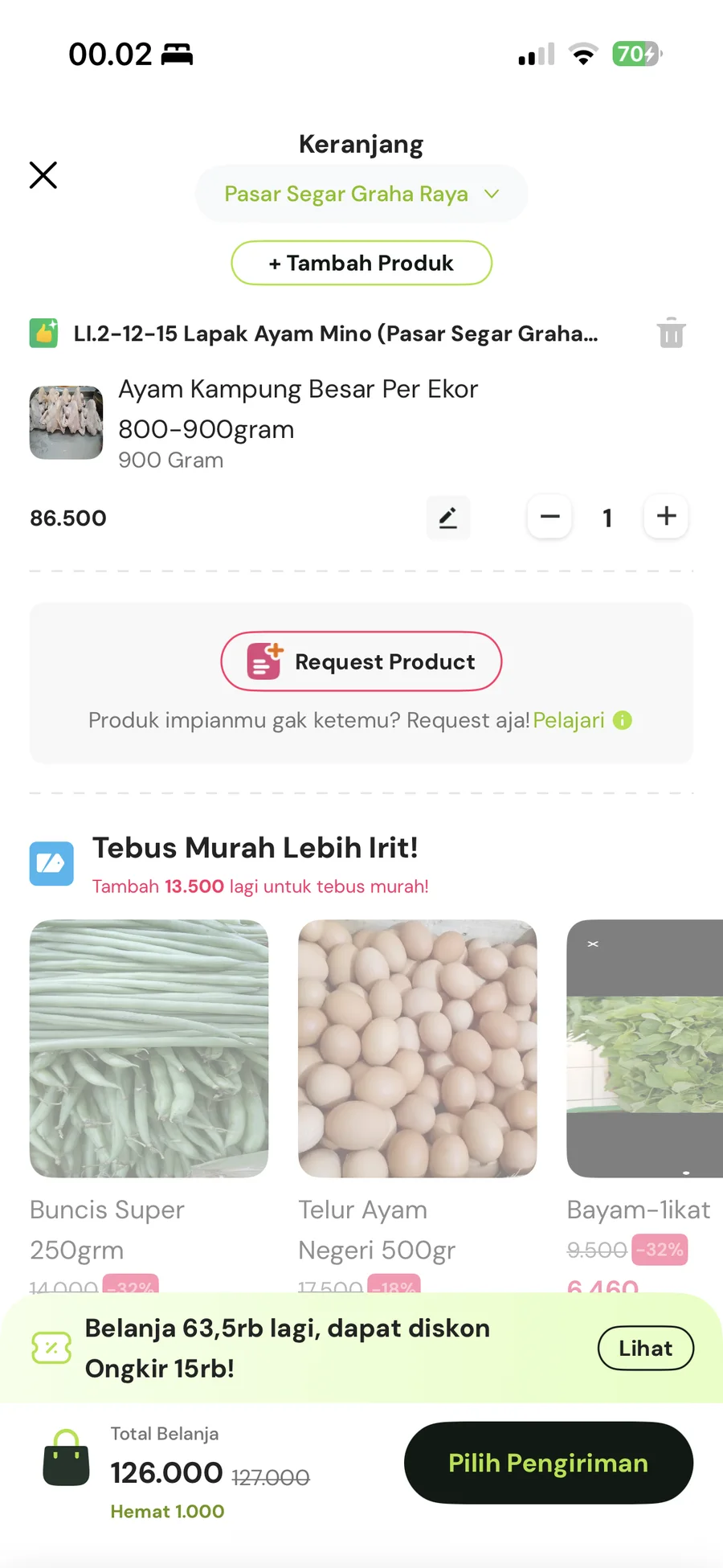 Cart per market stall, with add-on deals